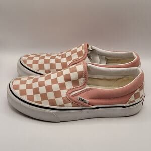 Vans Unisex Classic Slip-On Pink / White Sneakers in Checkerboard Canvas 6